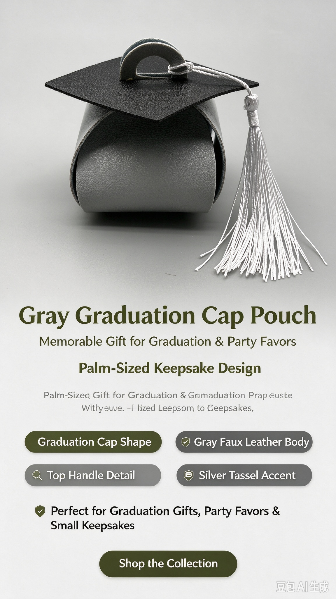 Blue Graduation Cap Mini Faux Leather Keychain Purse, Tiny Coin Pouch Earbud Holder, Cute Graduation Gift Bag Charm for Women