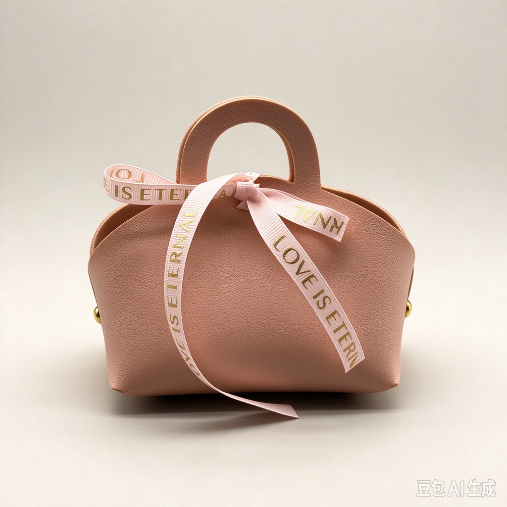 Pink Mini Faux Leather Tote Pouch with Delicate Letter Ribbon Bow, Small Gift Bag for Wedding Favors, Bridal Shower, Party Candy & Guest Gifts