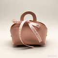Pink Mini Faux Leather Tote Pouch with Delicate Letter Ribbon Bow, Small Gift Bag for Wedding Favors, Bridal Shower, Party Candy & Guest Gifts