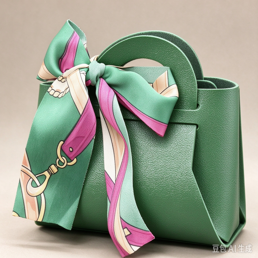 Green Mini Faux Leather Tote Pouch with Printed Silk Scarf Bow, Small Gift Bag for Wedding Favors, Bridal Shower, Party Candy & Guest Gifts