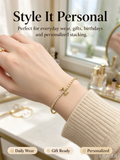 Gold Two-Strand Initial Z Bracelet, Dual Chain Letter Z Bracelet with Crystal & Bead Chain