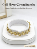 Gold Shell Zircon Bracelet, Elegant Floral CZ Chain Bracelet for Women