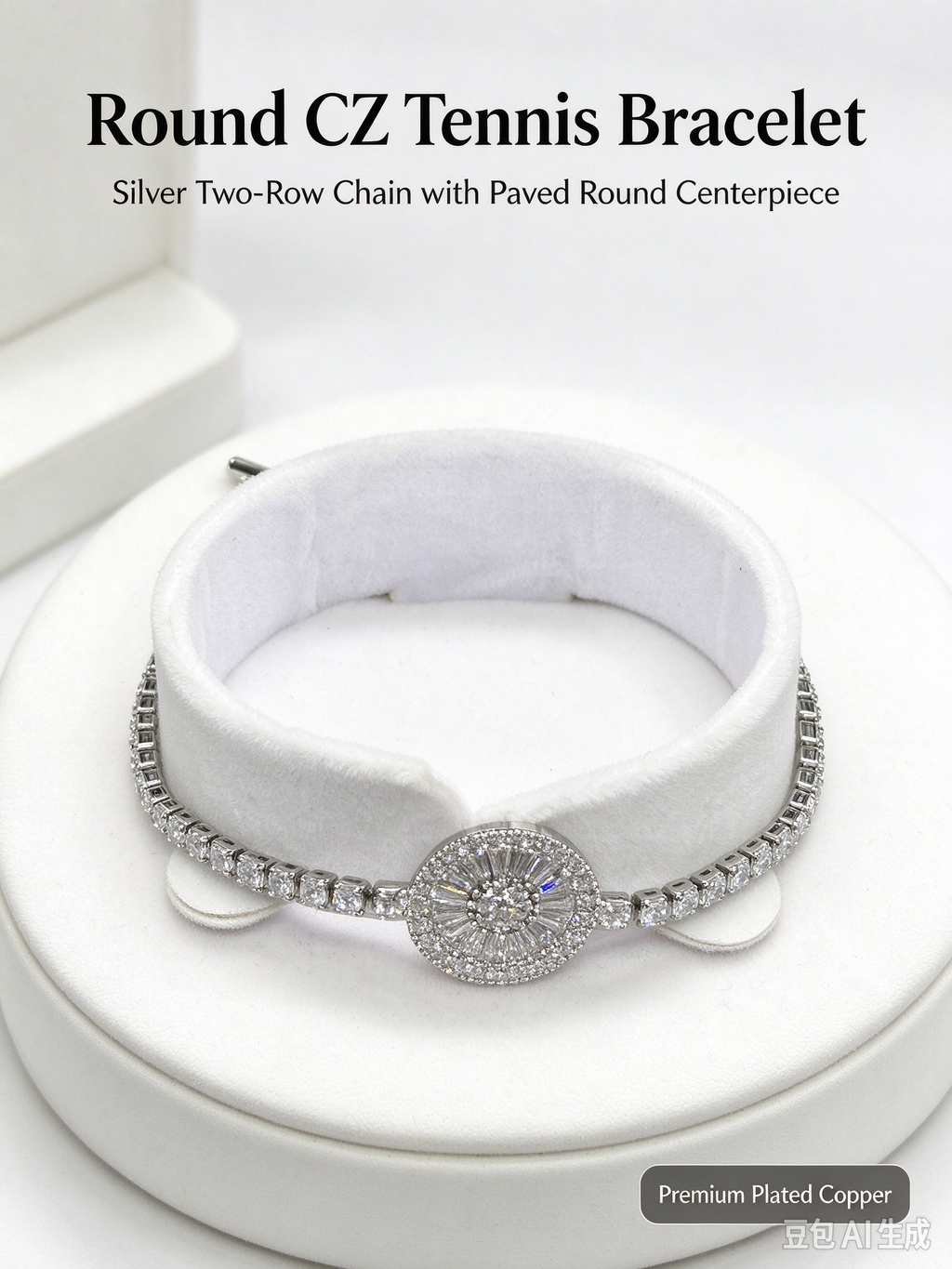 Silver Sunflower Tennis Bracelet, Radiant Full Paved Zircon Statement Bracelet