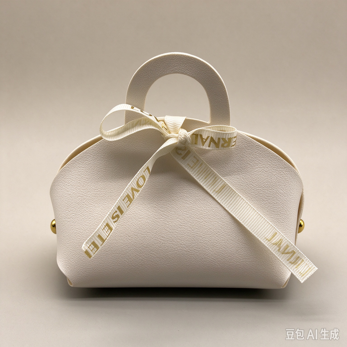 White Mini Faux Leather Tote Pouch with Delicate Letter Ribbon Bow, Small Gift Bag for Wedding Favors, Bridal Shower, Party Candy & Guest Gifts