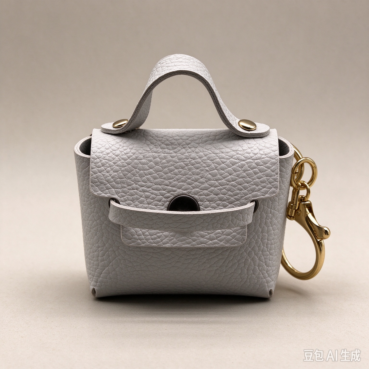 Light Blue Mini Faux Leather Flap Handle Keyring Pouch, Tiny Coin Purse, Earbud Holder Bag Charm