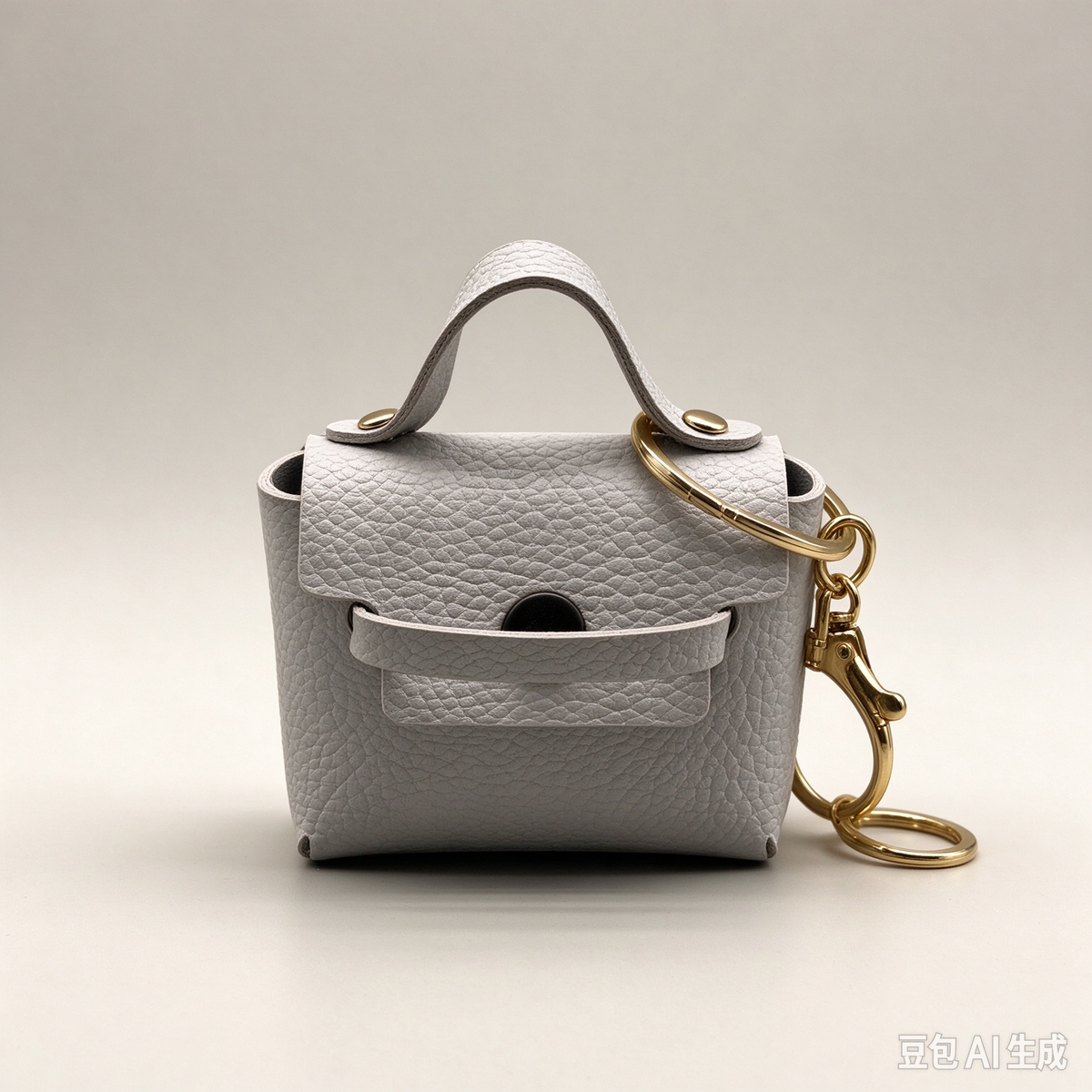 Light Blue Mini Faux Leather Flap Handle Keyring Pouch, Tiny Coin Purse, Earbud Holder Bag Charm