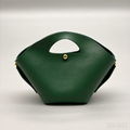 Green Fan-Shaped Faux Leather Handle Pouch, Open Style Mini Gift Bag with Gold-Tone Studs for Wedding Favors, Bridal Shower, Party Candy & Guest Gifts