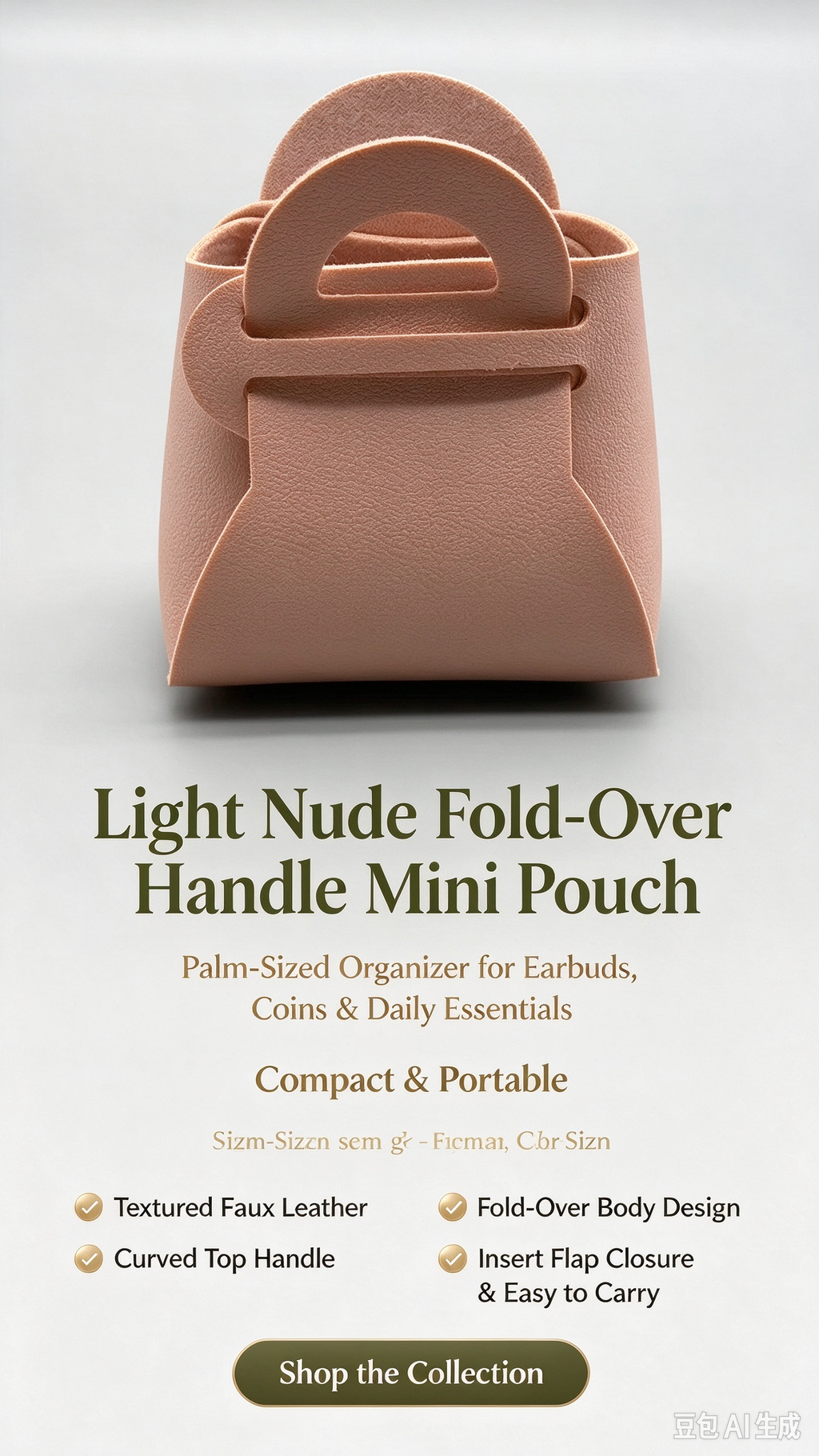 Pink Mini Faux Leather Fold-Over Mini Pouch, Small Gift Bag for Wedding Favors, Bridal Shower, Party Candy & Guest Gifts