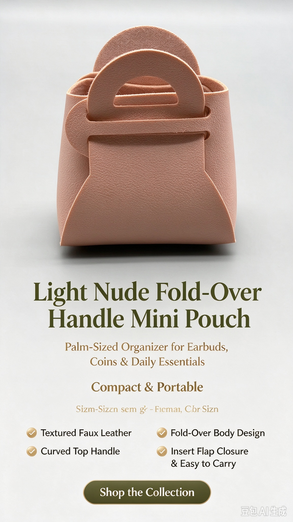 Pink Mini Faux Leather Fold-Over Mini Pouch, Small Gift Bag for Wedding Favors, Bridal Shower, Party Candy & Guest Gifts